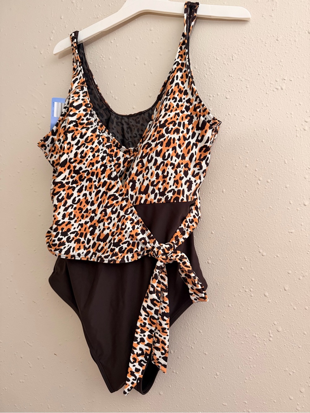 Serra Leopard Print & Black Tie-Front One-Piece